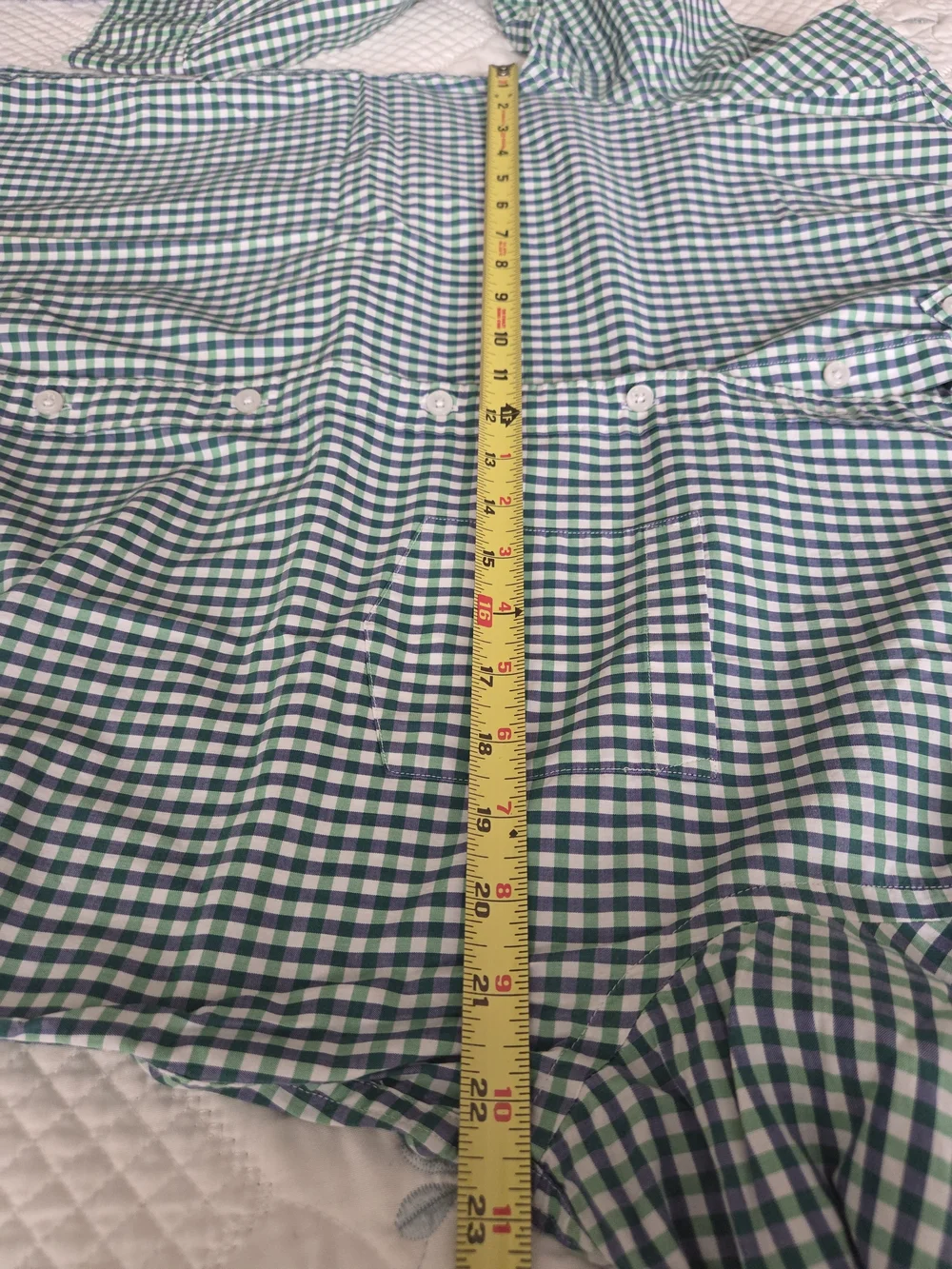 J. Crew Men's Blue and Green Gingham Button-Down Shirt